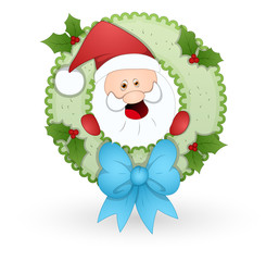 Santa in Wreath Vector Illustration