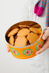 Tin of gingerbread biscuits