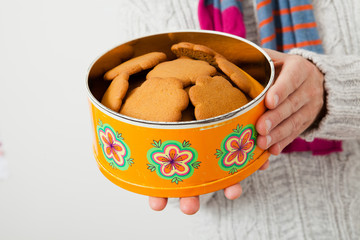 Tin of gingerbread biscuits