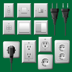 Electrical plug and light switch set