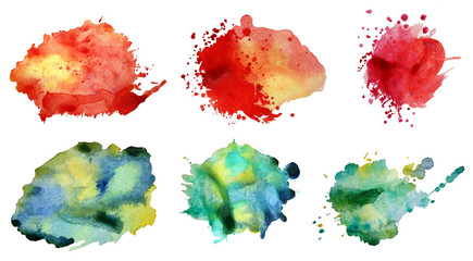 Set of watercolor abstract hand painted backgrounds