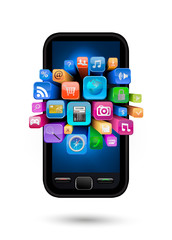 mobile phone with icons. Vector