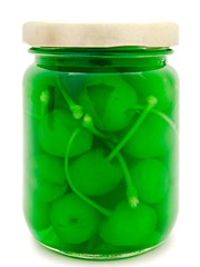 jar with green cherry