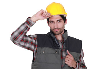 handsome craftsman wearing helmet