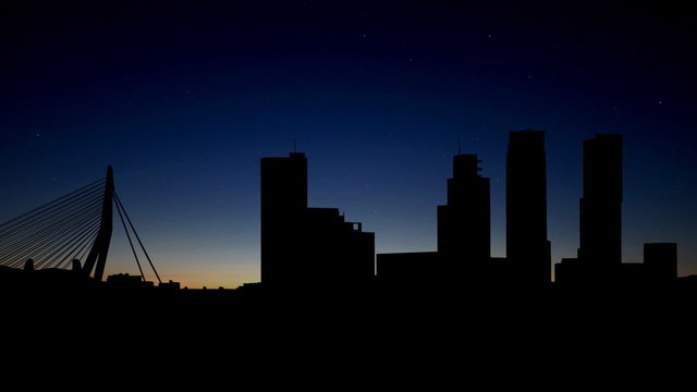Netherlands Rotterdam skyline sunrise