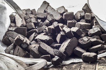 peat briquettes background