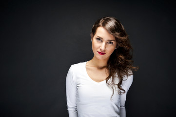 Obraz premium Woman on black background