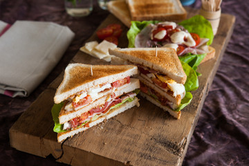 Freshly made clubsandwich