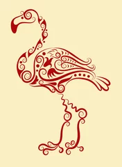Fotobehang Decorative Flamingo © ComicVector