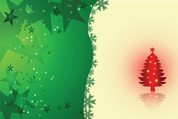 Beautiful Christmas lighting red tree illustration