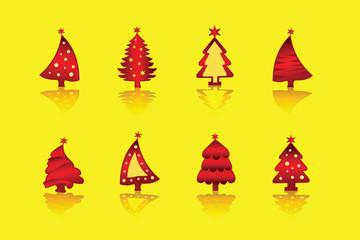 Christmas beautiful tree element vector set