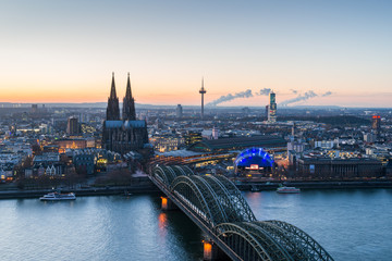 Cologne skyline in the evening