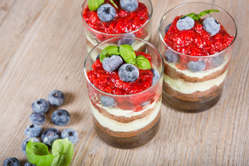 Sweet dessert tiramisu with strawberry