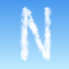 Clouds in shape of the letter N. Vector illustration.