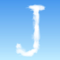 Clouds in shape of the letter J. Vector illustration.