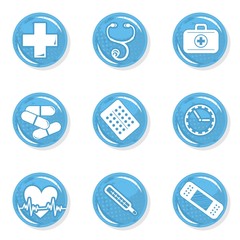 medyczny zestaw ikon zdrowie choroba pomoc - obrazy, fototapety, plakaty