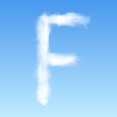 Clouds in shape of the letter F. Vector illustration.