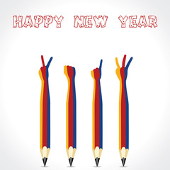 New Year Greeting Card with pencil fingers,2013