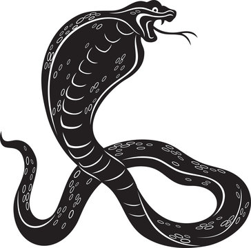 vector illustration of a Cobra snake, black and white style