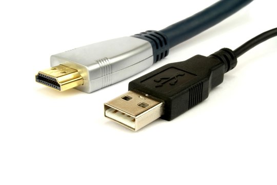HDMI and USB Cable on white background.