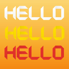 Origami word "Hello". Vector origami font