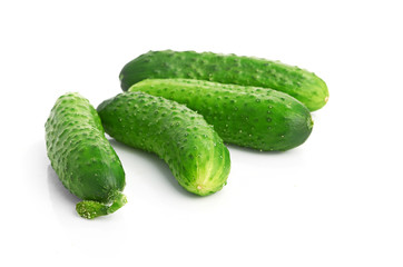 green cucumbers  isolated on white background