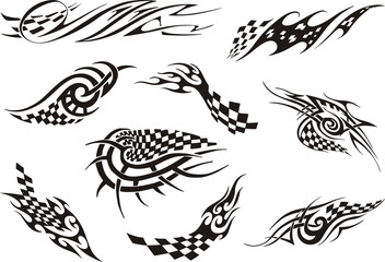 Set of racing tattoos