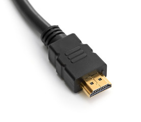 close shot of HDMI cable isolated on white background