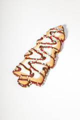 Chocolate christmas cookie isolated on white.