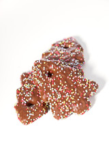 Chocolate christmas cookie isolated on white.