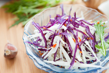 salad with fresh raw cabbage