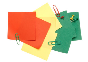 Colour note paper with a paper clip