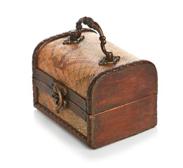 close wooden chest isolated on white background
