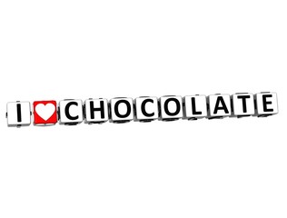3D I Love Chocolate Button Click Here Block Text