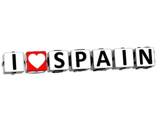 Fototapeta premium 3D I Love Spain Button Click Here Block Text