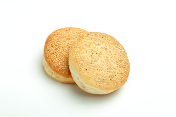 PANINI PER HAMBURGER SU SFONDO BIANCO