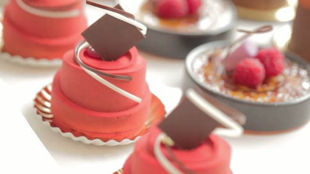Delicious beautiful luxurious pastries close up 