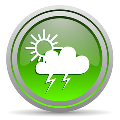 weather green glossy icon on white background