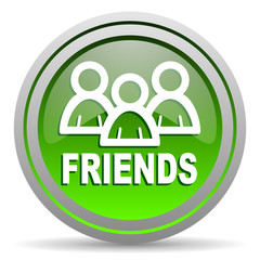 friends green glossy icon on white background