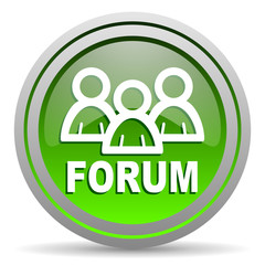 forum green glossy icon on white background