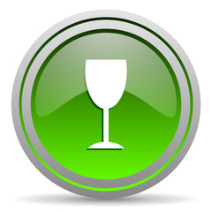 glass green glossy icon on white background