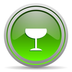 glass green glossy icon on white background