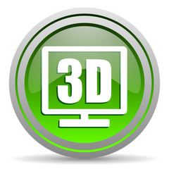 3d display green glossy icon on white background
