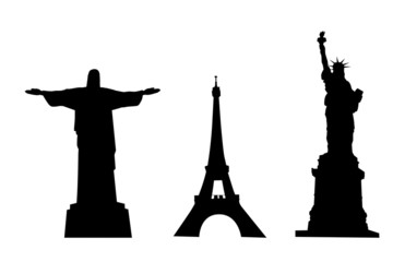 vector silhouettes of world monuments