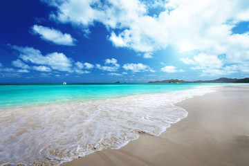 Fototapeta na wymiar plaża w Wyspa Praslin, Seszele