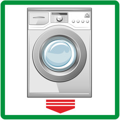 Closed washing machine on white background. Vector