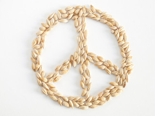 peace symbol made ??with grains of wheat