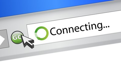 browser in the internet and waiting for connection