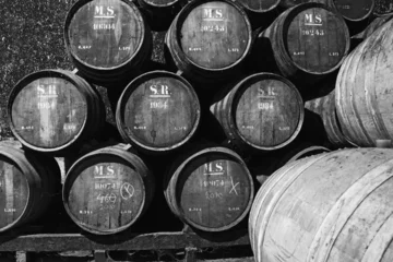 Fotobehang cellar with wine barrels © policas
