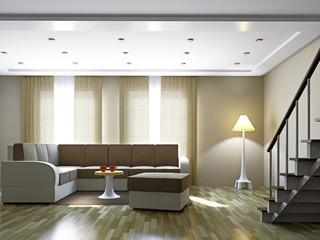 Livingroom with sofa and a lamp